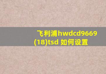 飞利浦hwdcd9669(18)tsd 如何设置